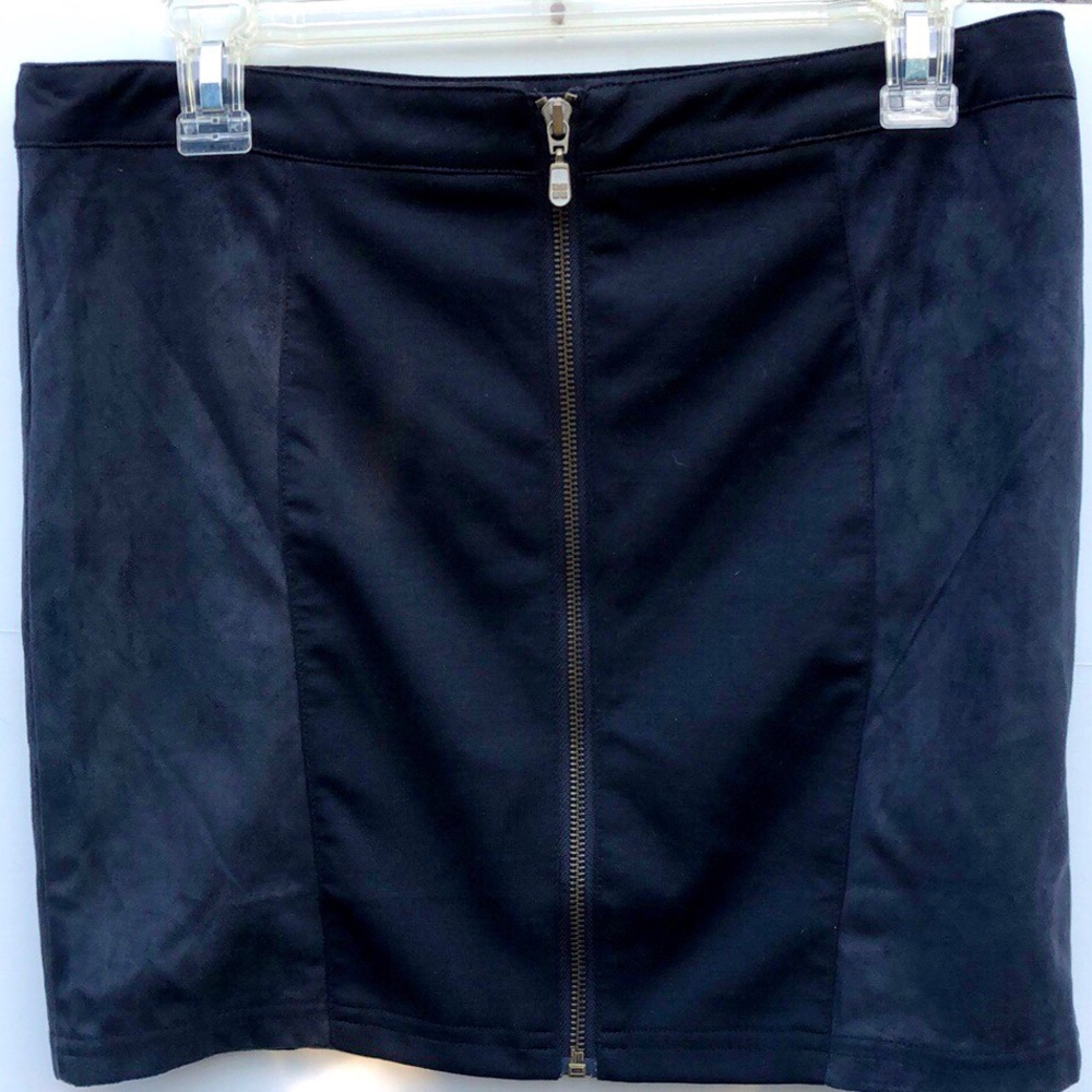 💜Insight Size 6 Black Faux Suede Mini Skirt Zipp - Picture 3 of 6